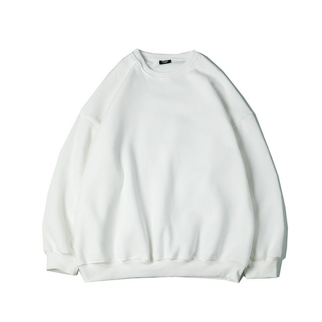 Blusas y camisas de manga larga con cuello redondo para hombre, sudadera holgada con cuello redondo de color liso, blusa de poliéster para hombre