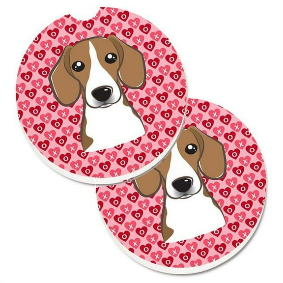 Beagle Hearts Cup Holder Car Coasters - Set of 2