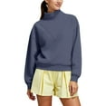 thumbnail image 3 of Sweaters For Women Oversized Mock Neck Pullover Long Sleeve Sweatshirt Fleece Lined Drop Shoulder Solid Color Casual L Womens Sweaters, 3 of 9