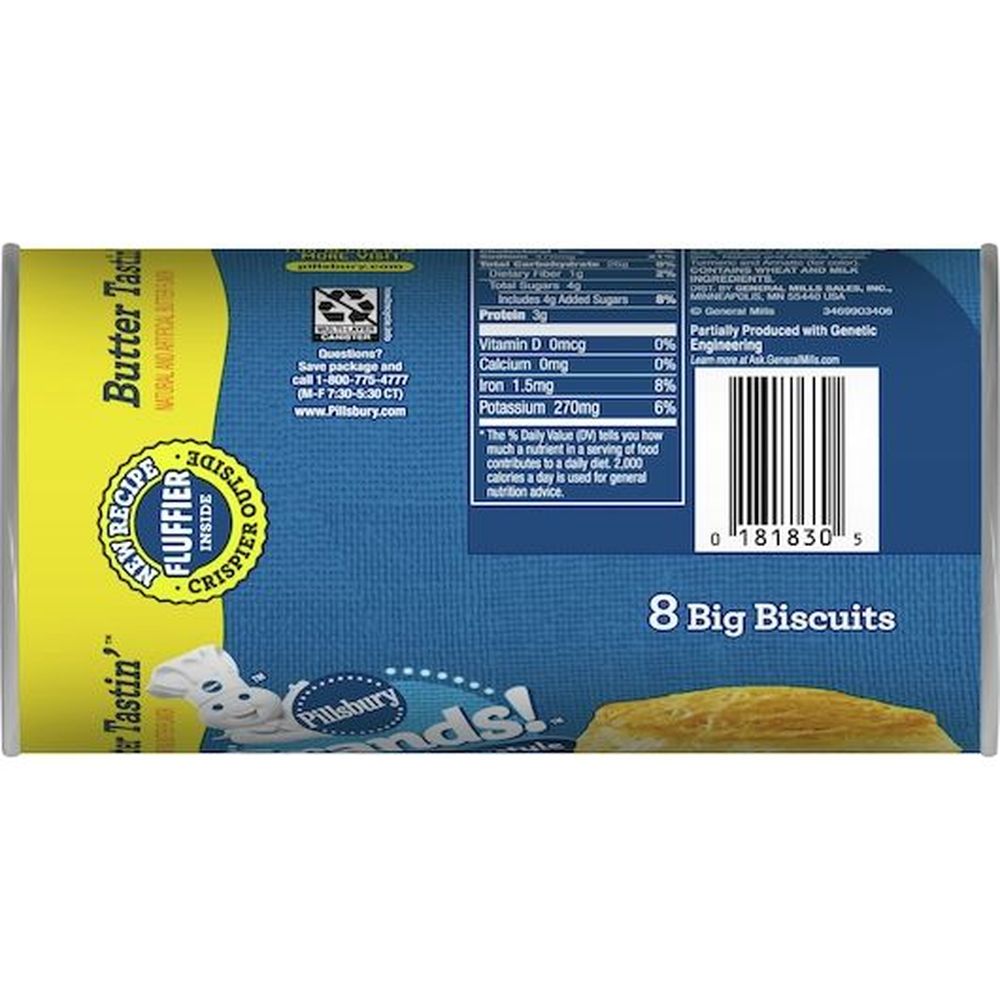 Pillsbury Grands Southern Homestyle Butter Tasting Biscuits, 16.3 Ounce ...