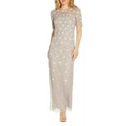 Adrianna Papell Beaded 3D Floral Gown