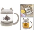 thumbnail image 3 of Taza de té de vidrio, linda taza de gato, regalo de Navidad / cumpleaños Adepaton WL-00885, 3 of 7