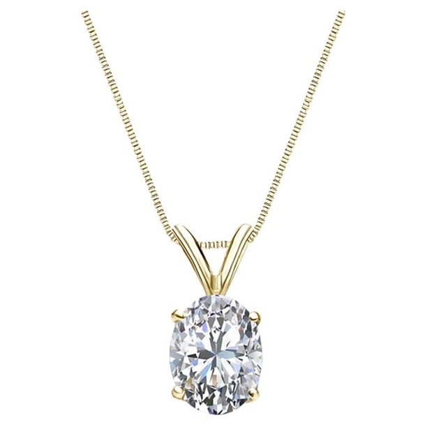 Collar Colgante Clásico de Moissanita de Forma Ovalada de 2 Quilates Certificado, Chapado en Oro Amarillo de 18 K sobre Plata