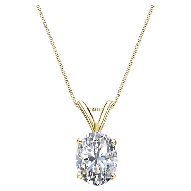 JeenMata Collar con Colgante de Moissanita Ovalada de 1 Quilate con Certificación Chapado en Oro Amarillo de 18 K sobre Plata