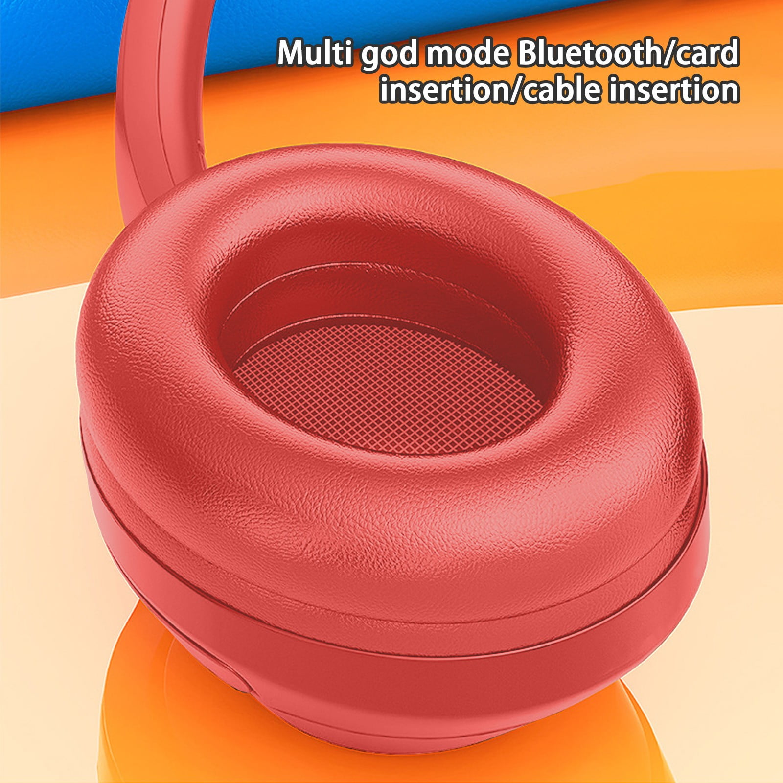 Oggfader Wireless Headphones Bluetooth Earphone Wireless Headphones Stereo Foldable Sport Earphone Microphone Headset Handfree Red