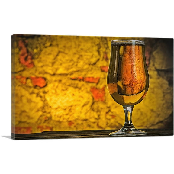 ARTCANVAS Beer Glass Bar decor Canvas Art Print - Size: 60" x 40" (0.75" Deep) (3-Piece)
