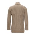 thumbnail image 3 of Xysaqa Mens Long Cardigan Sweater Shawl Collar Cable Knit Slim Fitted Sweaters for Men Comfort Long Sleeve Button Up Fashion Fall Winter Coat Khaki, 3 of 4