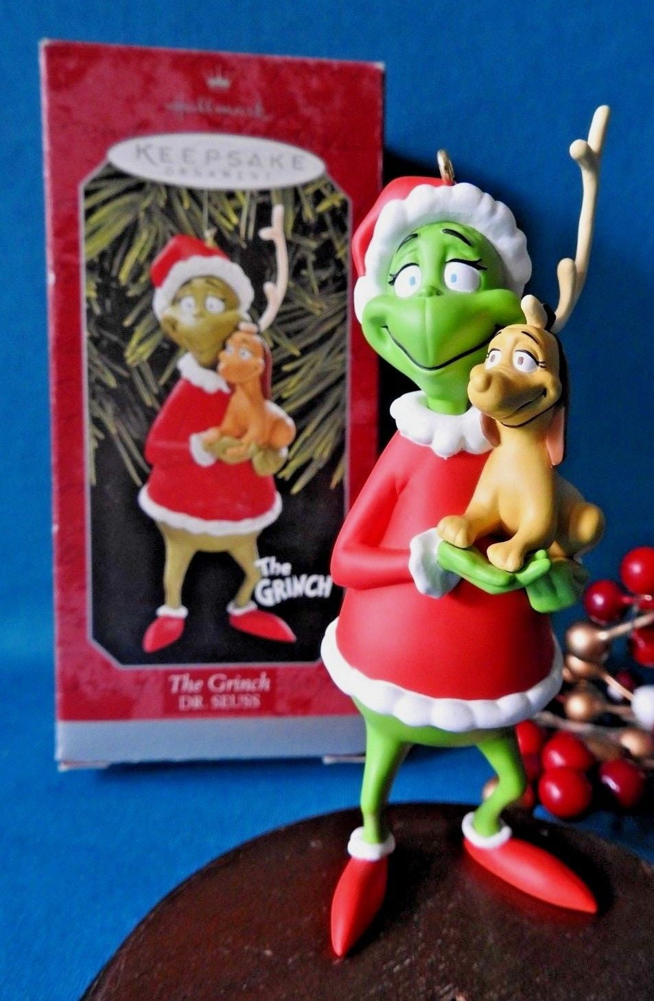 Hallmark Disney Ornament Dr Seuss 1998 The Grinch & Max Dog In Box