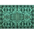 thumbnail image 1 of Ahgly Company Machine Washable Indoor Rectangle Southwestern Turquoise Blue Country Area Rugs, 7' x 10', 1 of 4