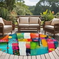 thumbnail image 4 of Round Rugs 7Ft, Colorful Geometric Round Area Rug Washable Indoor Throw Carpet, Modern Artwork Abstract Large Non Slip Circle Rug for Dining Room Playroom Home Decor Aesthetic, 4 of 8
