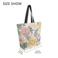thumbnail image 4 of Open Top Canvas Tote Bag with Zipper Reusable Shopping Bag 13.5x15" Roomy Carryall Retro Plant Pattern, 4 of 9