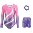 thumbnail image 2 of UJNDER Girl's Long Sleeve Gymnastics Leotard with Glitter Gold Print Dance Pants and Headband Set Girls Dance Outfit,04_Pink,11-12 Years, 2 of 5