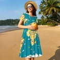 thumbnail image 4 of Defioc World Map With Landmarks Pattern Womens Summer Dresses Short Sleeve Sundress 2025 Beach Vacation Dresses with Pockets -Small, 4 of 6