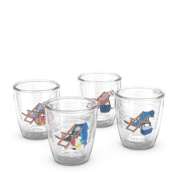 Tervis Barefoot Beach Collection Made in USA Double Walled Insulated Tumbler Travel Cup Keeps Drinks Cold & Hot, 12oz - 4pk, Assorted