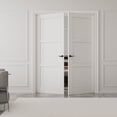 thumbnail image 2 of 60" x 80" 3 Paneled Solid Manufactured Wood 80'' Interior French Doors With Hardware Kit / Frame, 2 of 9