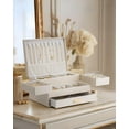 thumbnail image 3 of 4 Layers Jewelry Box - Women Jewelry Box with Retractable Tray - Jewelry Organizer with Drawer for Necklaces, Rings, Bracelets, Earrings, Gift for Couples Mom Girls - White, 3 of 8