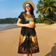thumbnail image 4 of Fotbe Cool Black Eagle Vestido Largo de Moda para Mujer, Vestido Tipo Camiseta con Manga Corta y Estilo Casual a Rayas y Bloques de Color, 4 of 6
