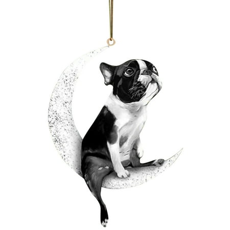 

Dog Christmas The On Creative Sitting Moon Pendant Decoration