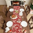 thumbnail image 6 of Red Flower Leaves Christmas Winter Xmas Cloth Table Runner Burlap Table Decoration for Home Kitchen Dining Dinner Indoor Holiday Farmhouse Decor 13x36 Inch, 6 of 6