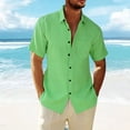 thumbnail image 2 of LMOIPLI Men's Short Sleeve Button Down Shirts Casual Textured Breathable Shirt Summer Fashion Hawaiian Beach Tops Green M, 2 of 5
