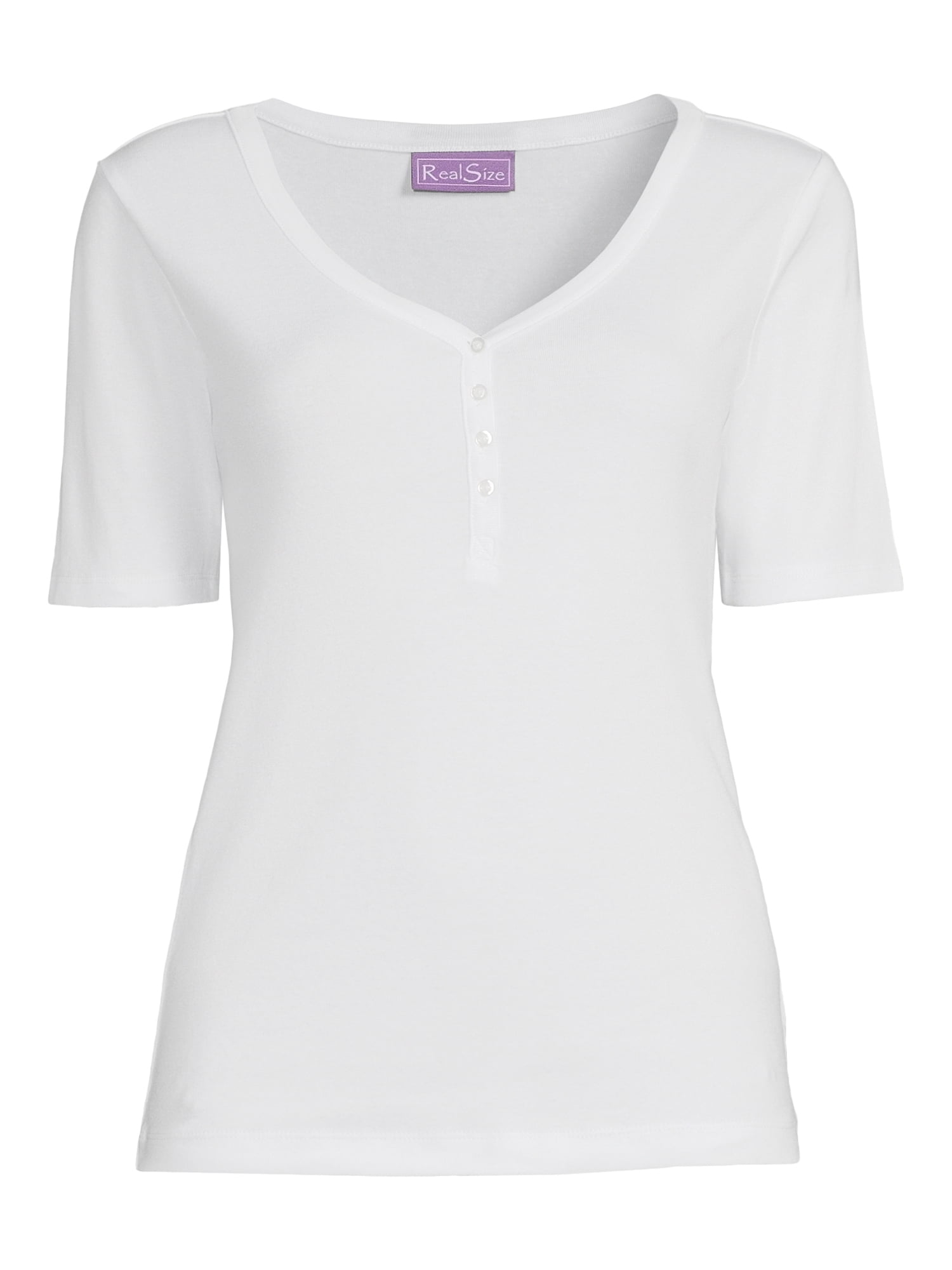RealSize Women's Ribbed Henley Shirt, Sizes XS-3XL
