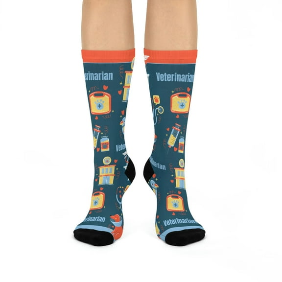 Veterinarian Socks Unisex | Mid-Calf Crew Stretchy | 1 Pair | Atlas Wanderlust