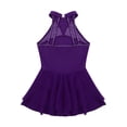 thumbnail image 3 of iiniim Girls Rhinestones Mock-Neck Figure Ice Skating Dress Gymnastic Ballet Dance Leotard Competition Costumes Purple 10, 3 of 7