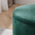 thumbnail image 6 of 2-Piece Set Storage Ottoman, Round Chenille Makeup Vanity Stool Chair with Storage Space, for Serving as a Living Room Footstool, Coffee Table and Additional Seats, Dark Green, 6 of 9