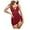 Wine Red, variant on Women Sexy Nightgown Lace Babydoll Chemises V-Neck Modal Sleepwear Full Slip Side Slit Sleep Dress XS-XXL