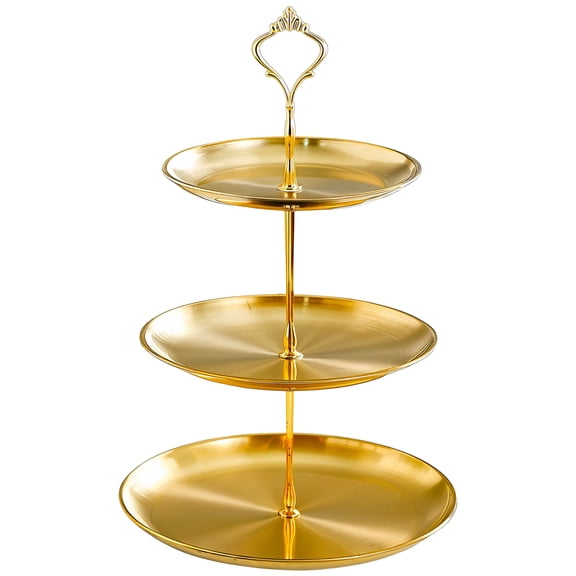 Stainless Steel Cake Stands for Dessert Table, Three-Tier Cupcake Stands, Black Dessert Table Display Set, Elegant Gold Finish, Long-Lasting and Versatile for Events