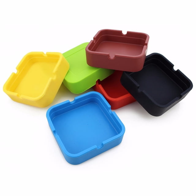 Xihbxyly Cenicero de Silicona Colorido, Resistente a Altas Temperaturas, Fácil de Limpiar, Diseño Ligero, Compacto para Uso En Exteriores, Opciones En Rojo, Azul, Amarillo, Verde y Marrón, Tamaño 8 X