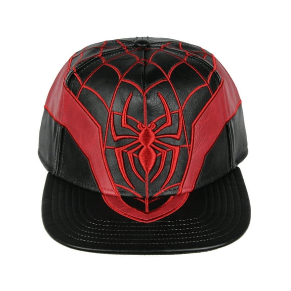 Marvel Comics Spider-Man Miles Morales Suit Embroidered Faux Leather Snapback Hat For Men And Women