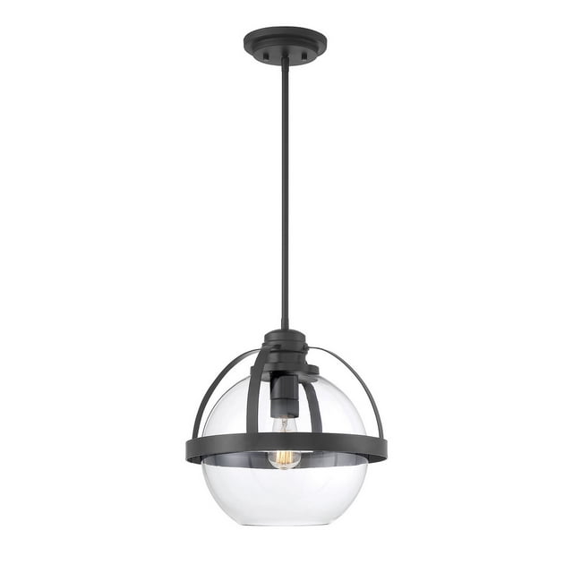 Savoy House Pendleton 14" Matte Black Pendant Light with Glass Shade