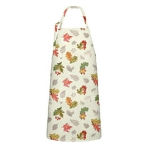 Autumn Fall Leaves Pattern Apron-Garden Aprons for Women with Pockets-Cotton Linen Waterproof Kitchen Cooking Gardening Aprons Adjustable for Kitchen,Cooking,BBQ and Salon 33"x27"
