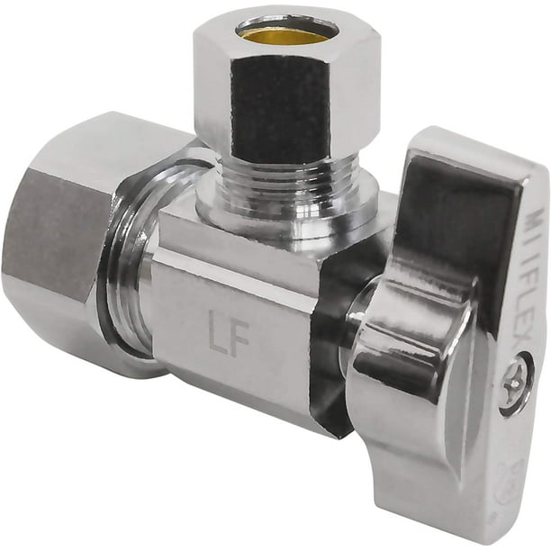 Heavy Duty Chrome Plated Brass 1 4 Turn Angle Valve 1 2 Nom In X 3 8 Comp Out