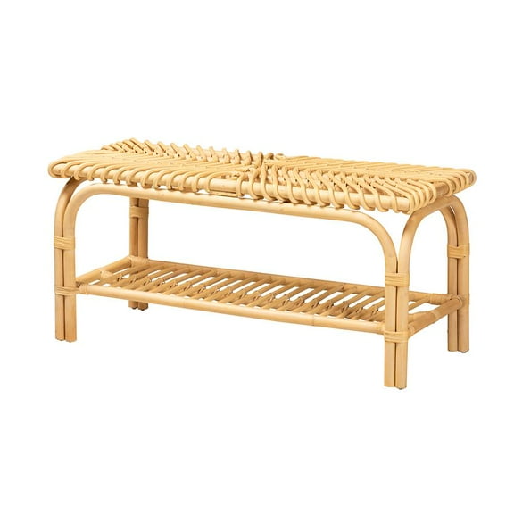 Baxton Studio Himari Modern Bohemian Natural Brown Rattan Accent Bench