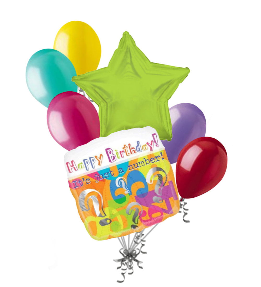 operator Afstotend eerste 7 pc Age is Just a Number Happy Birthday Boy Balloon Bouquet Party  Decoration - Walmart.com