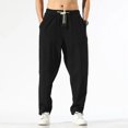 thumbnail image 4 of Pantalones de hombre ajustados, pantalones casuales para hombre, lino, harén, tendencia punk, venta regular, estilo coreano, estético, ropa de calle de licra, larga, 4 of 5