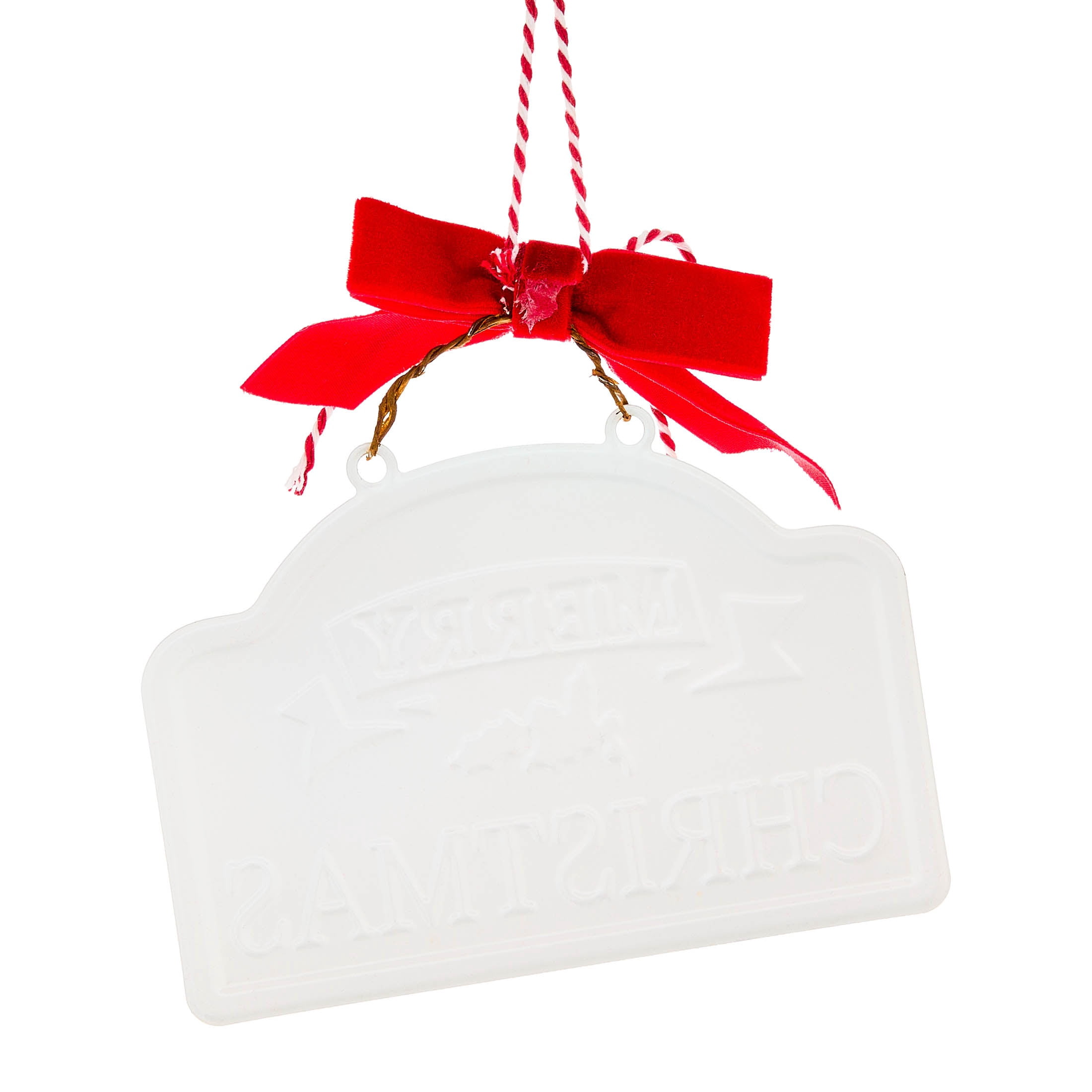 Red/Green/White Metal Merry Christmas Ornament, 5.5", by Holiday Time