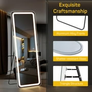 Full Length Mirror with LED Lights Rectangle 60*16 Full Body Floor Mirror with Stand Wall Mounted