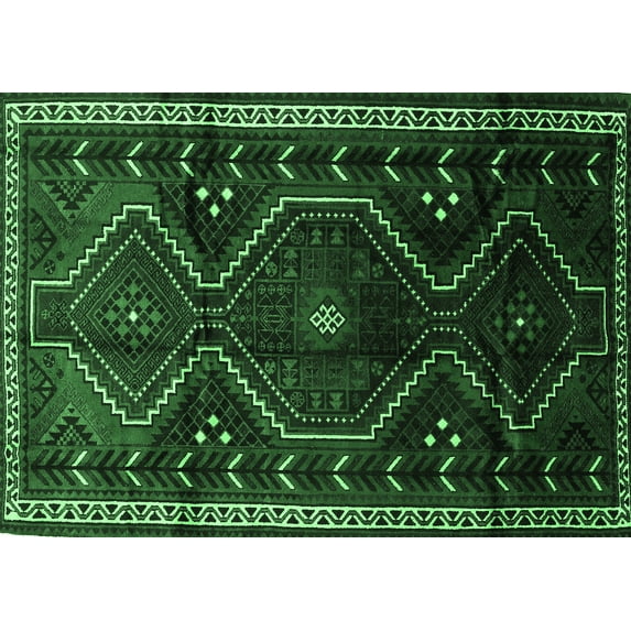 Ahgly Company Indoor Rectangle Persian Emerald Green Traditional Area Rugs, 8' x 12'