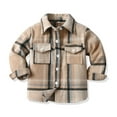 thumbnail image 3 of Ketyyh-chn99 Fall Kids Little Boys Girls Baby Long Sleeve Button Down Plaid Flannel Shirt Girl Boy Jackets Kids Cotton Children Outerwear Khaki,110, 3 of 3