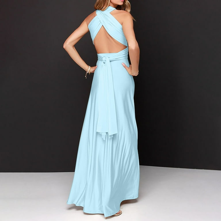 Teissuly Women's Backless Sexy Lace-up Dress Long Dress - Walmart.com