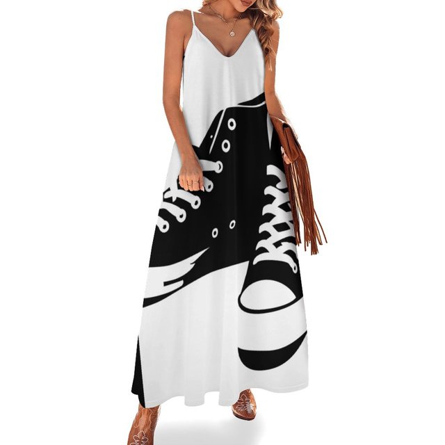 Zapatillas negras Vestido sin mangas Vestido para mujer Vestidos para ocasiones formales