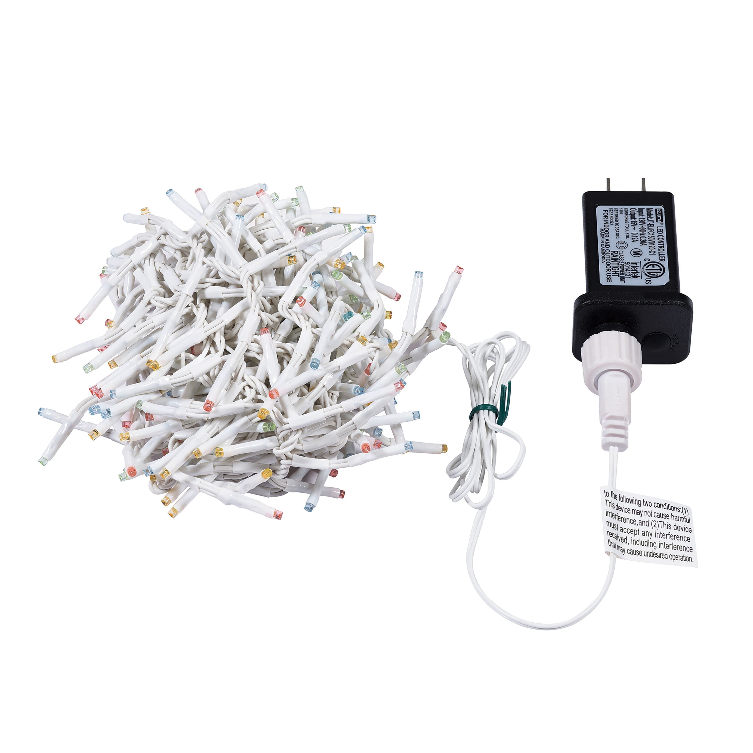 Indoor/Outdoor 200-Count LED 8-Function Micro Christmas Garland Lights, Multicolor, White Wire, 9', by Holiday Time
