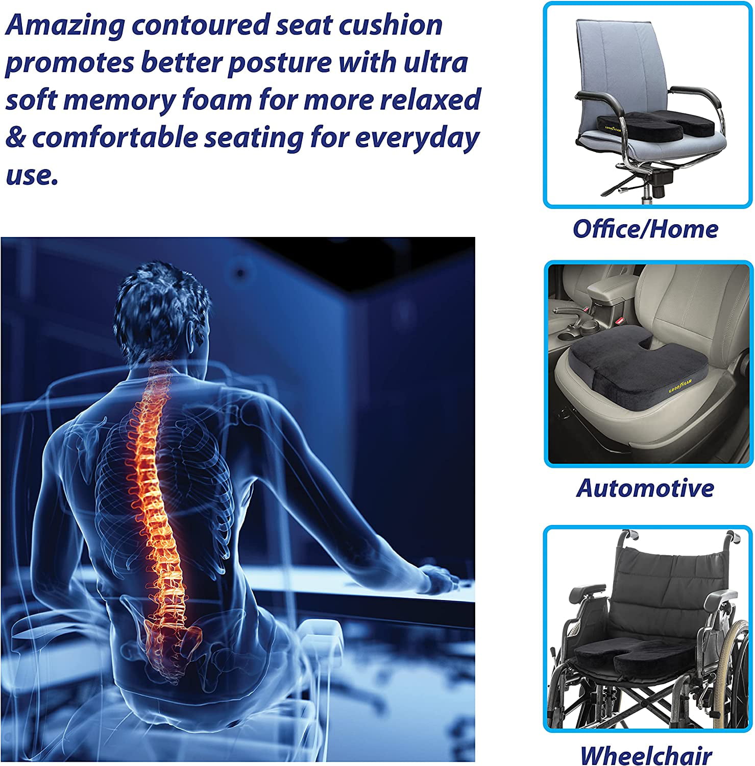 AutoCraft Car & SUV & Truck Seat Cushion, Black & Gel Polyester & Memory Foam, 1pk, Cooling, Sweat Absorbent Ac2051