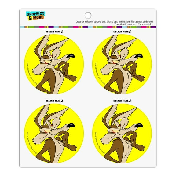 Looney Tunes Wile E Coyote Refrigerator Fridge Locker Vinyl Circle Magnet Set