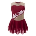 thumbnail image 2 of DPOIS Kids Girls Sequins Figure Ice Skating Dress Sleeveless Floral Tulle Dance Dress, 2 of 3