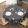 thumbnail image 3 of Dark Grey Mystical Pattern Round Tablecloth 60"x60",Wrinkle Wipeable Table Cloth for Kitchen Dining Room Picnic Patio Party, 3 of 6