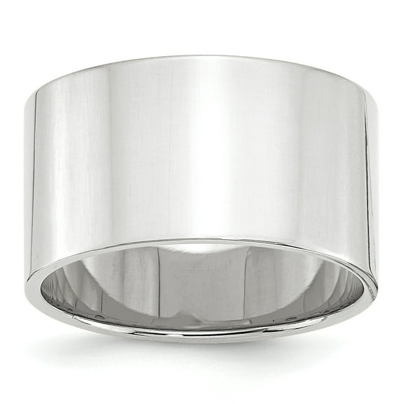 Primal Gold 10 Karat White Gold 12mm Lightweight Flat Band Size 10